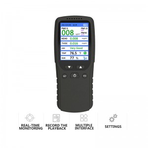 Dienmern nuevo Detector PM2.5 caliente Medidor de calidad del aire Medidor de monitor Recargable DM-106A Deceptor de aire negro