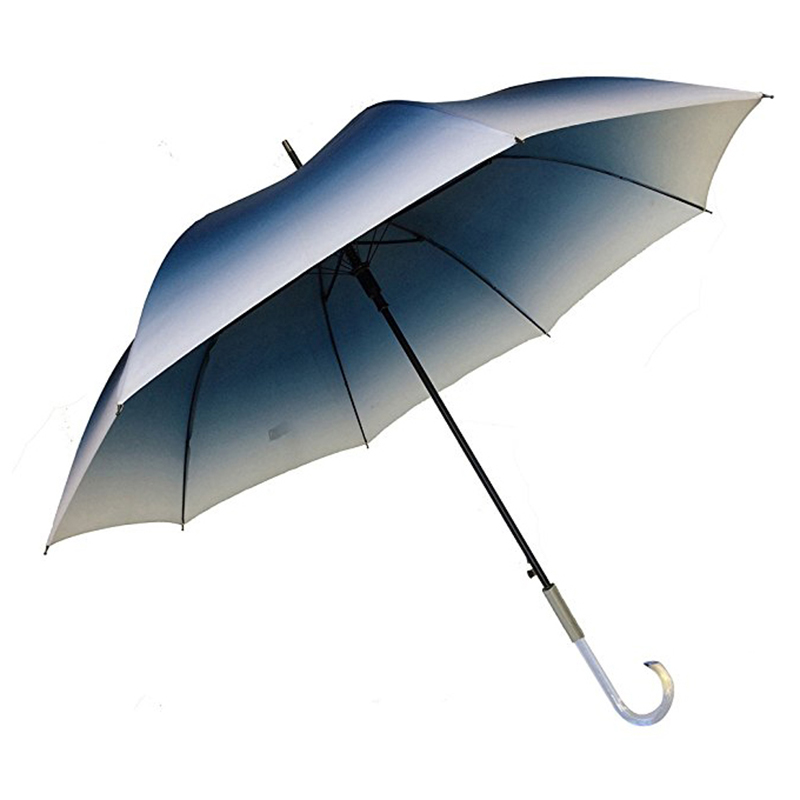 Paraguas recto de comercialización de tela de gradiente abierto automático de 23 pulgadas