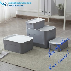 Caja multifuncional de plástico con tapa, contenedores de almacenamiento transparentes 5 en 1