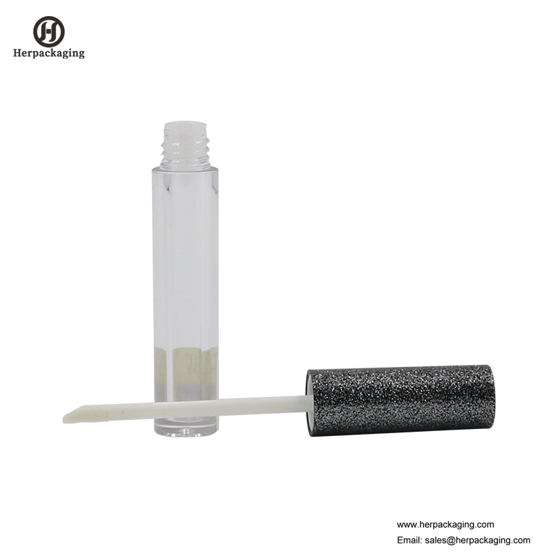 HCL305 Tubos de brillo labial vacíos de plástico transparente para productos cosméticos de color aplicadores de brillo labial flocados