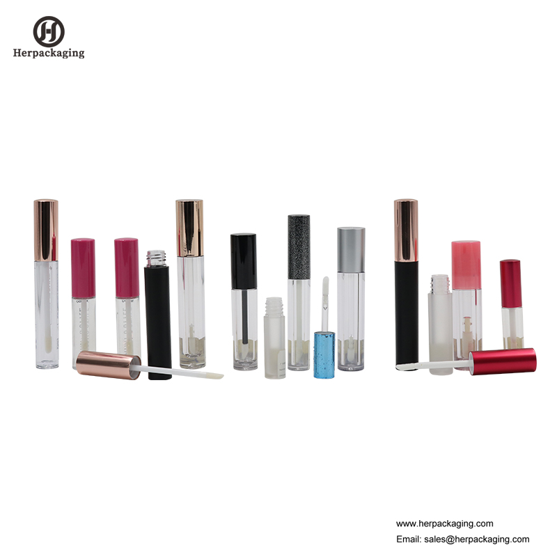 HCL306 Tubos de brillo labial vacíos de plástico transparente para productos cosméticos de color aplicadores de brillo labial flocados