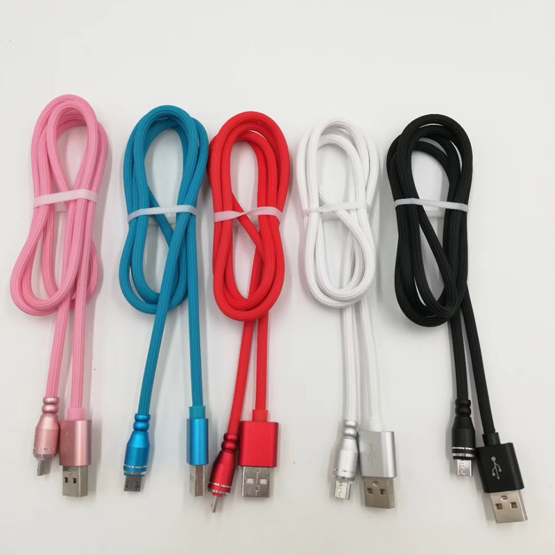 Carcasa de aluminio de carga rápida Cable USB TPE redondo para micro USB, tipo C, carga y sincronización de rayos de iPhone