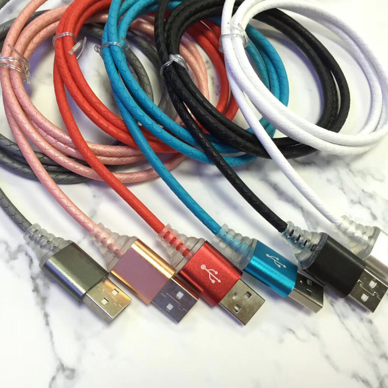 con LED de carga rápida Cable USB redondo para micro USB, tipo C, carga y sincronización de rayos de iPhone