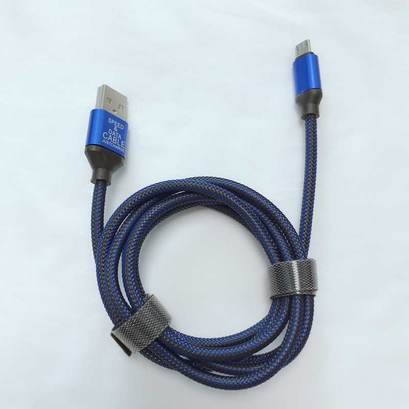Cable de red de pescado trenzado Carcasa redonda de aluminio Cable USB para micro USB, tipo C, iPhone carga y sincronización de rayos