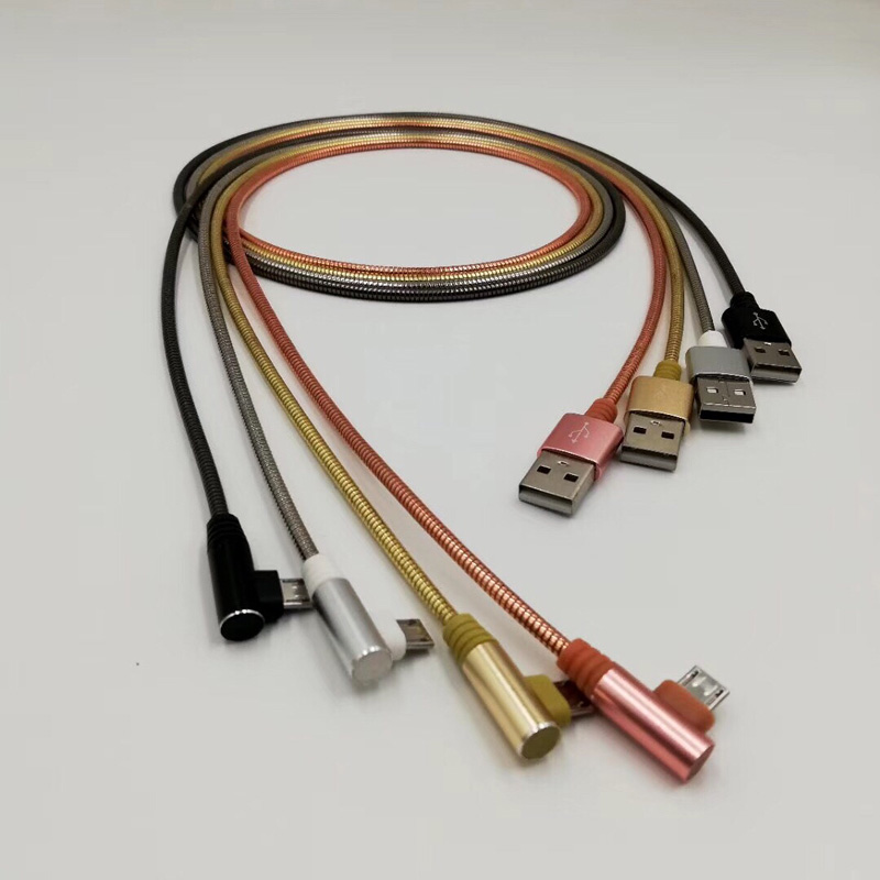 Cable de tubo de metal USB 2.0 Carga Carcasa redonda de aluminio Cable USB para micro USB, Tipo C, iPhone carga y sincronización de rayos