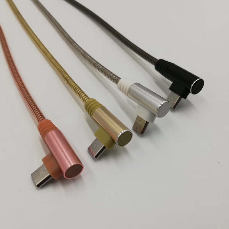 Cable de tubo de metal USB 2.0 Carga Carcasa redonda de aluminio Cable USB para micro USB, Tipo C, iPhone carga y sincronización de rayos