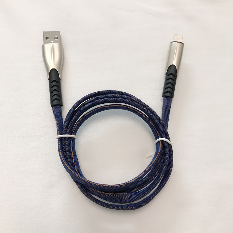 3.8A Carcasa de aleación de zinc plana trenzada de carga rápida Cable de datos USB de flexión flexible sin enredos para micro USB, tipo C, carga y sincronización de rayos de iPhone