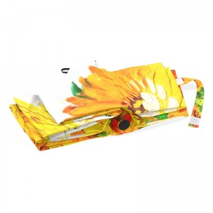 A prueba de viento de 2 secciones de costillas de fibra de vidrio, eje metálico, apertura y cierre automático, impresión personalizada, paraguas de 3 pliegues