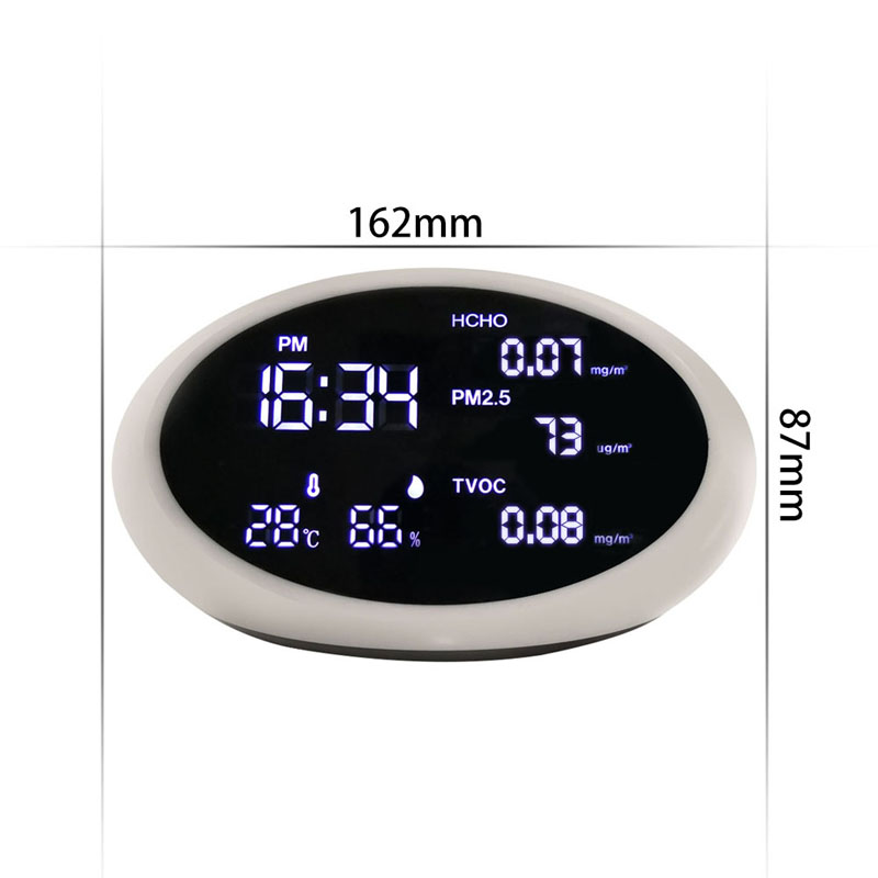 Monitor de calidad del aire Detector PM2.5 Detector de gas HCHO Analizador de sensor Probador de humedad Medidor de temperatura TVOC