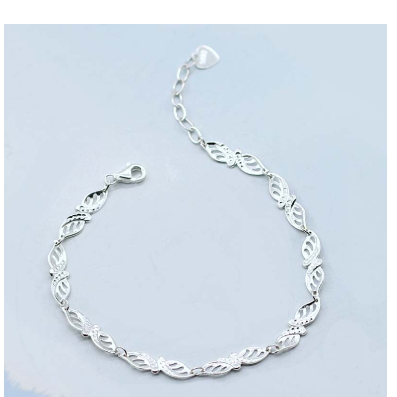 S990 Pulsera de plata Pulsera ligera de lujo de moda Hoja fresca