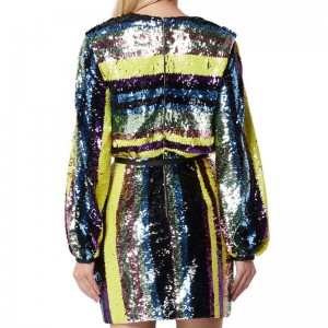 El nuevo producto para mini vestido sexy de lentejuelas con cuello en V