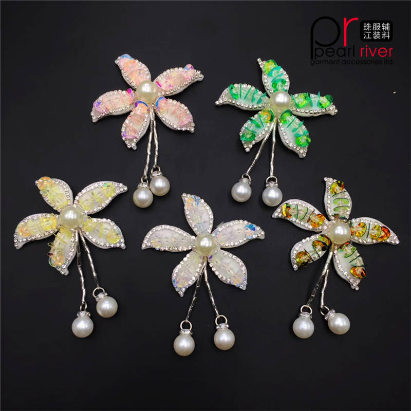 Orignality Parche de diamantes de imitación con perla de vidrio Parche de belleza Apliques