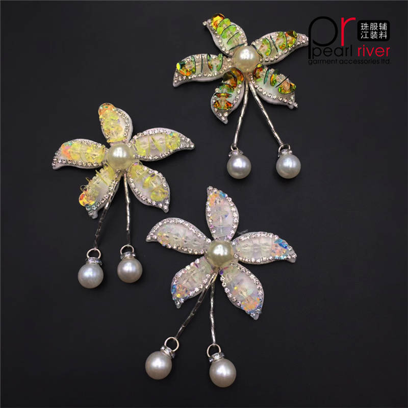 Orignality Parche de diamantes de imitación con perla de vidrio Parche de belleza Apliques