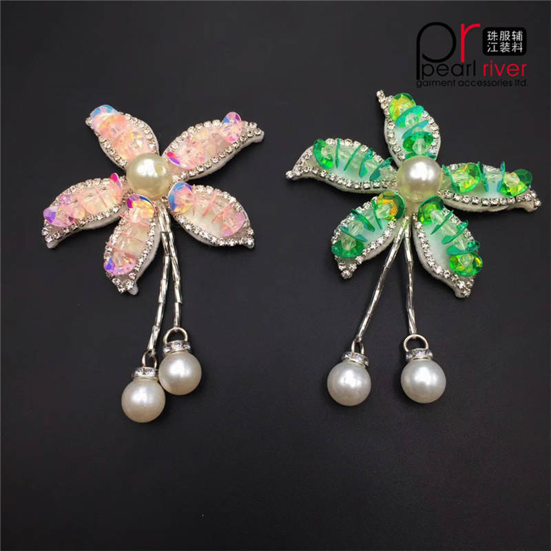 Orignality Parche de diamantes de imitación con perla de vidrio Parche de belleza Apliques
