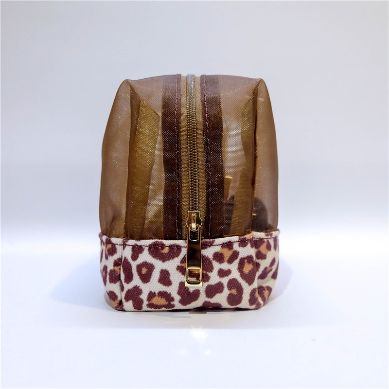 Bolso de maquillaje personalizado para mujer con estampado de leopardo