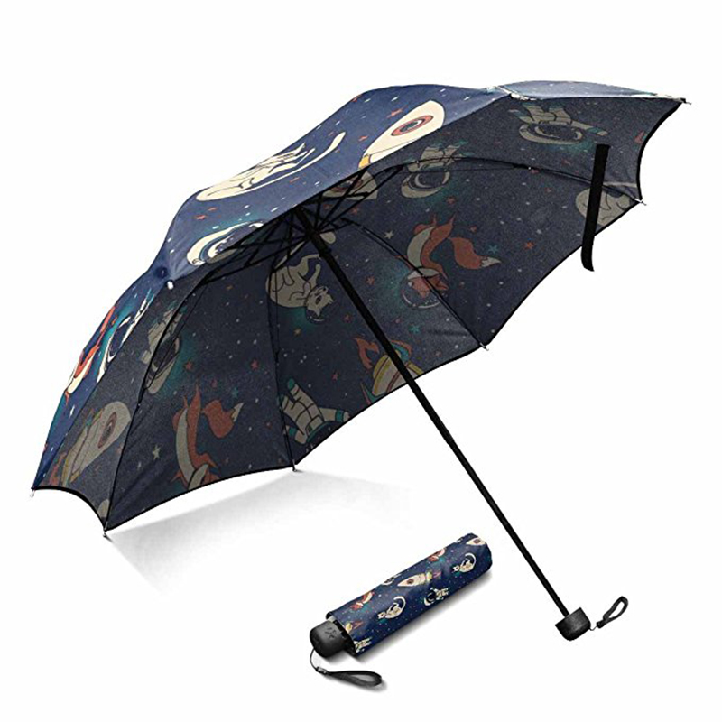 Nuevo diseño promocional personalizado dibujos animados patrón 3 paraguas plegable