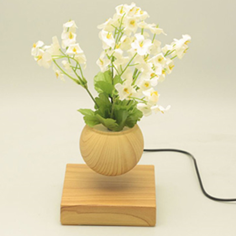 base cuadrada de madera levitante magnético flotante aire bonsai macetas jardineras PA-0707
