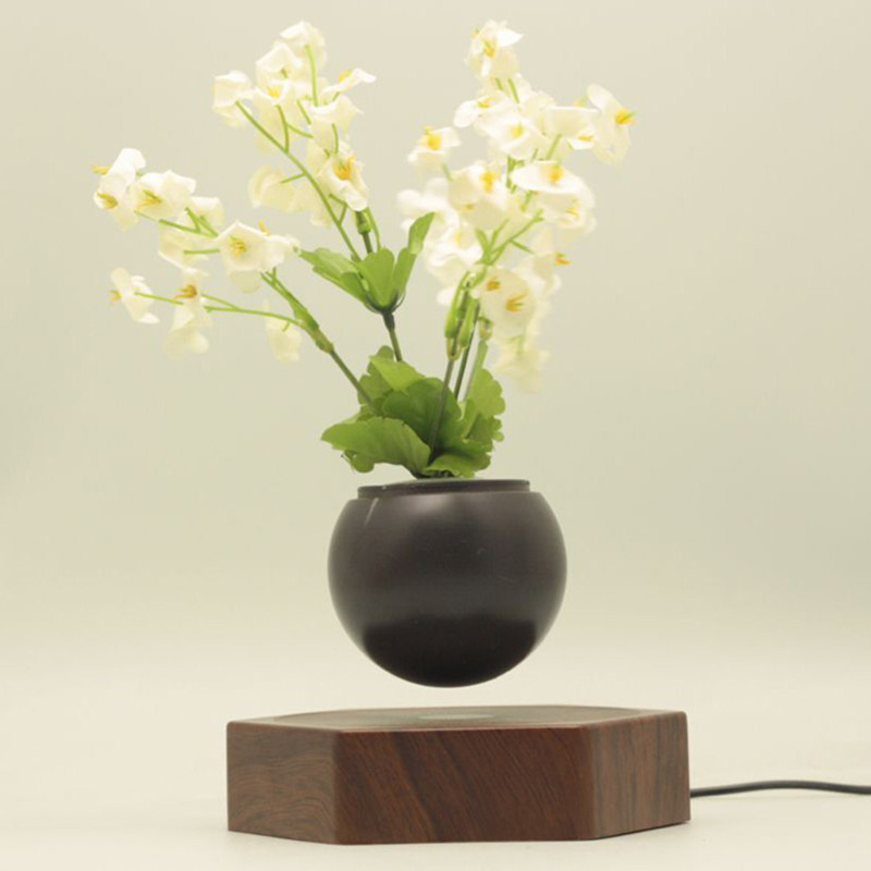 plantador en maceta de bonsai flotante de aire flotante magnético de madera PA-0720