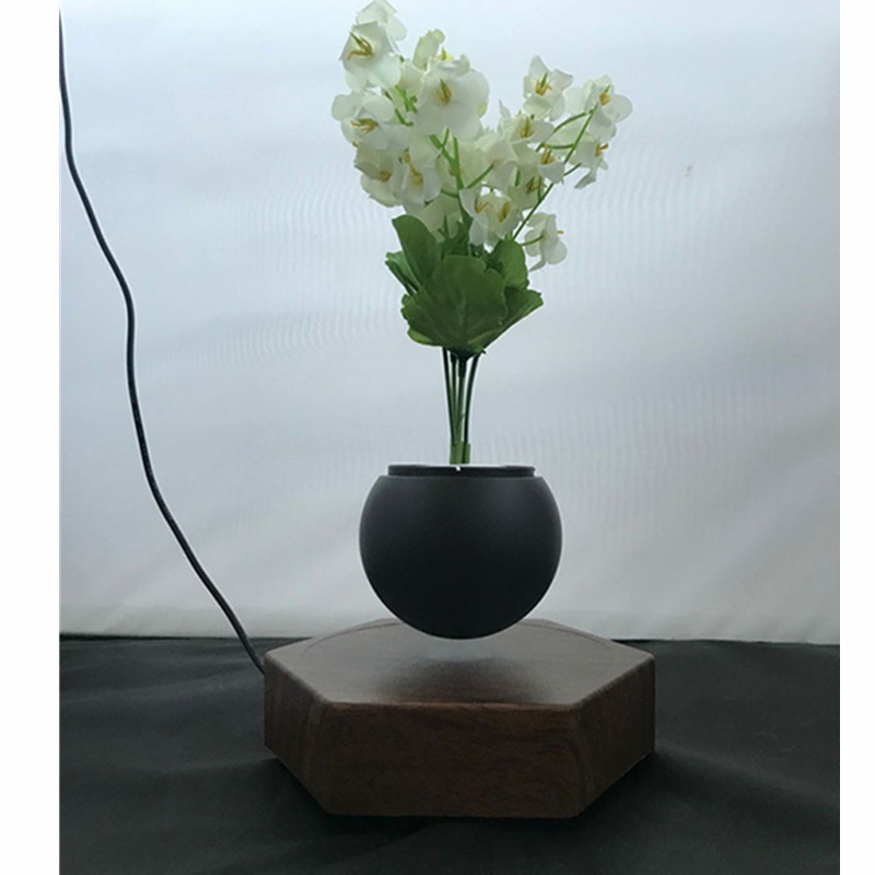 plantador en maceta de bonsai flotante de aire flotante magnético de madera PA-0720
