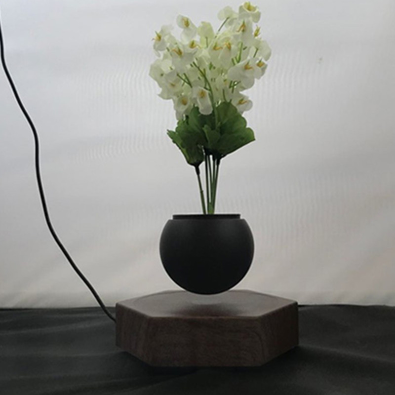 plantador en maceta de bonsai flotante de aire flotante magnético de madera PA-0720