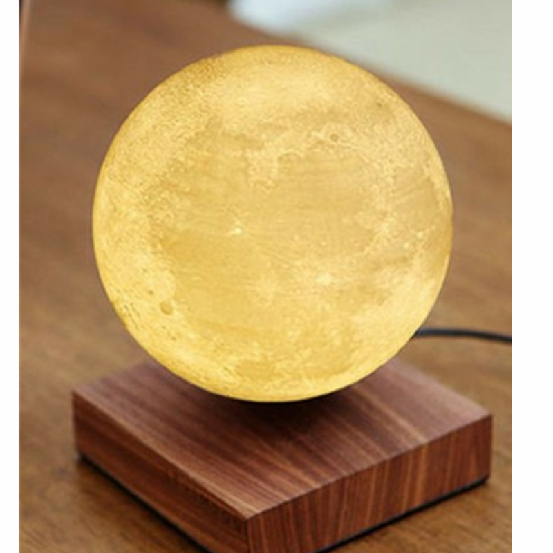 lámpara de luna levitante magnética de madera luz de luna flotante de 6 pulgadas para regalo