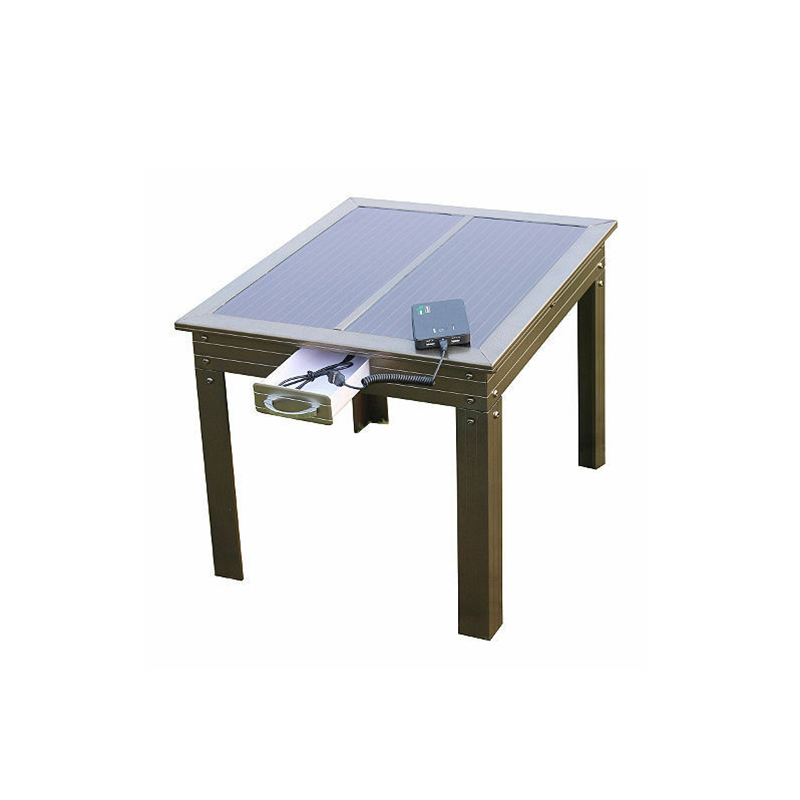 Mesa de energía solar para patio en bronce w Powerbank 5 -Cargos dispositivos portátiles