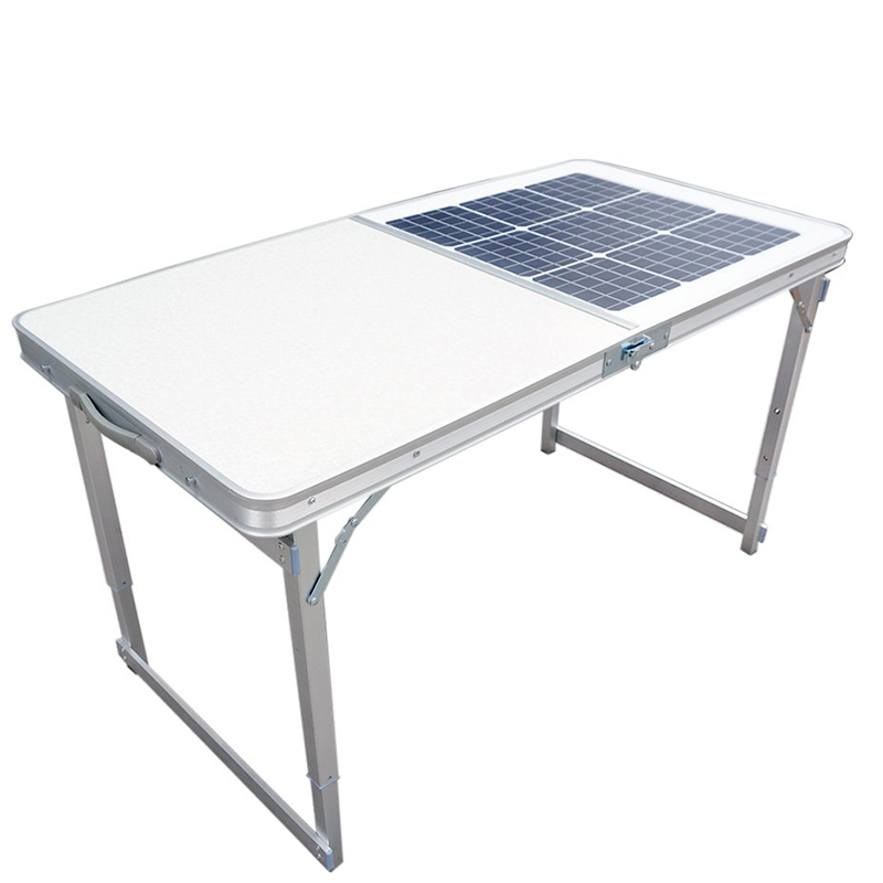 Mesa solar plegable portátil para el acuerdo de carga para la cocina plegable para acampar al aire libre Mesa superior de trabajo plegable