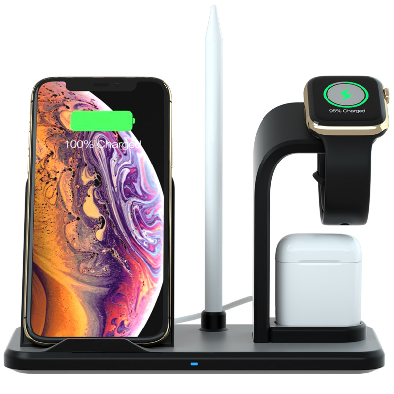 KPS-9303HC Cargador inalámbrico de teléfono Qi rápido 3in1 personalizado de 10W para Iwatch y airpods