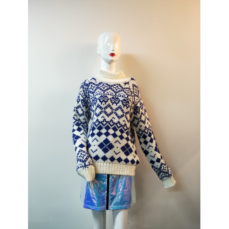 CHECK PRINT LADIES SWEATER RLWS0102F