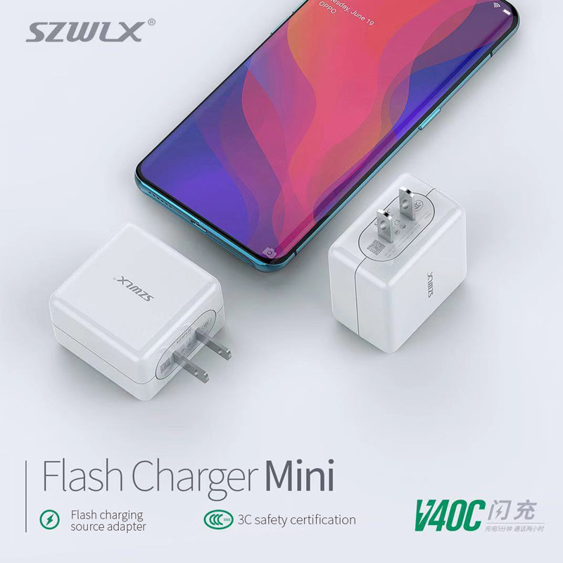 WEX - V40C OPPO VOOC Adaptador de corriente de carga de flash, cargador de pared, cargador de viaje