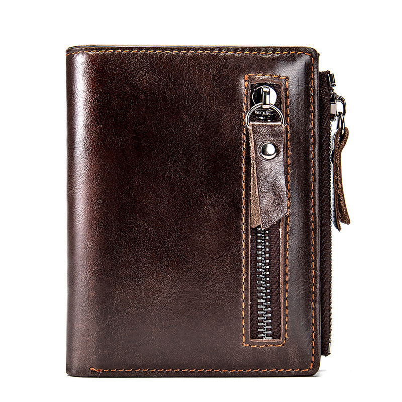 HD0827 - Cartera multifuncional portátil de cuero genuino al por mayor de los hombres personalizados
