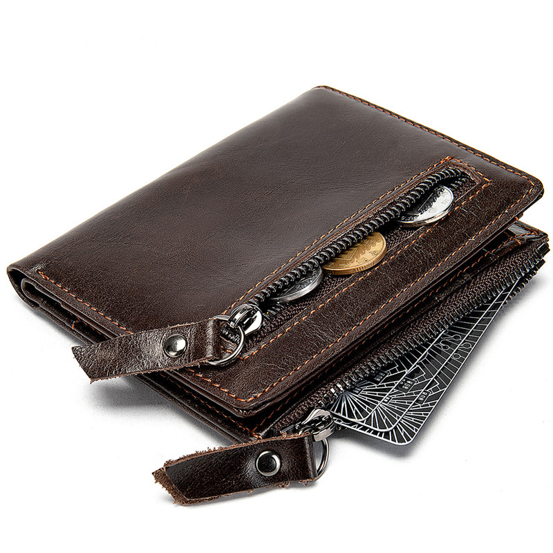 HD0827 - Cartera multifuncional portátil de cuero genuino al por mayor de los hombres personalizados