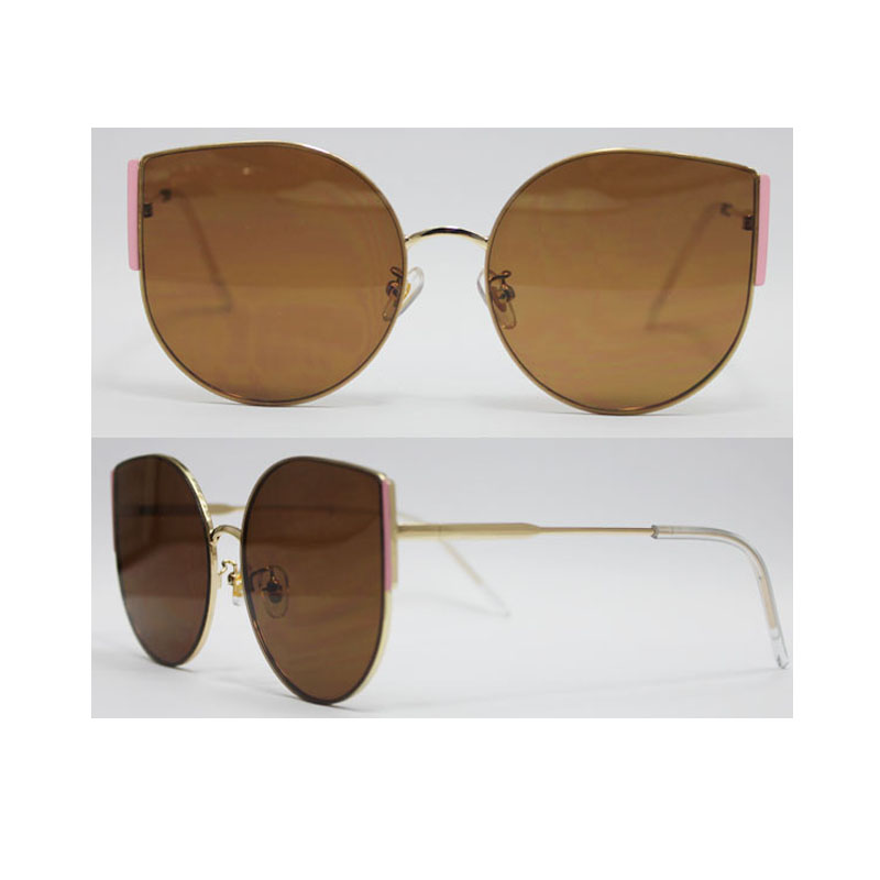 Venta al por mayor logotipo personalizado gafas de sol de metal mujeres Big Cat Eyes Frame