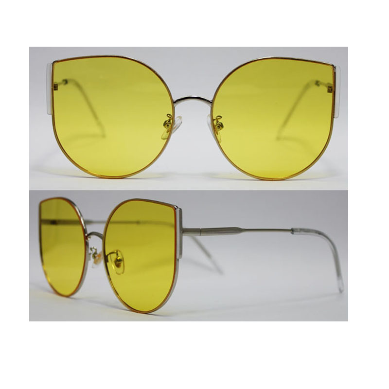 Venta al por mayor logotipo personalizado gafas de sol de metal mujeres Big Cat Eyes Frame