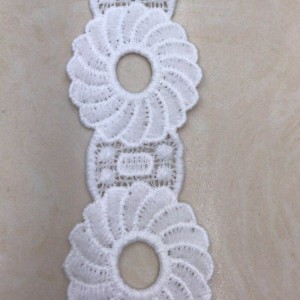 Cordón de seda de 19 # leche, cordón de poliéster / nylon, encaje de algodón