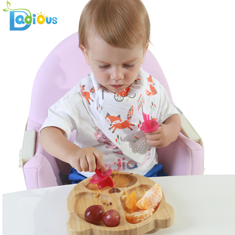 First Training Perfect Self Feeding Baby Utensil Short Baby Fork Juego de tenedor y cuchara anti-estrangulamiento