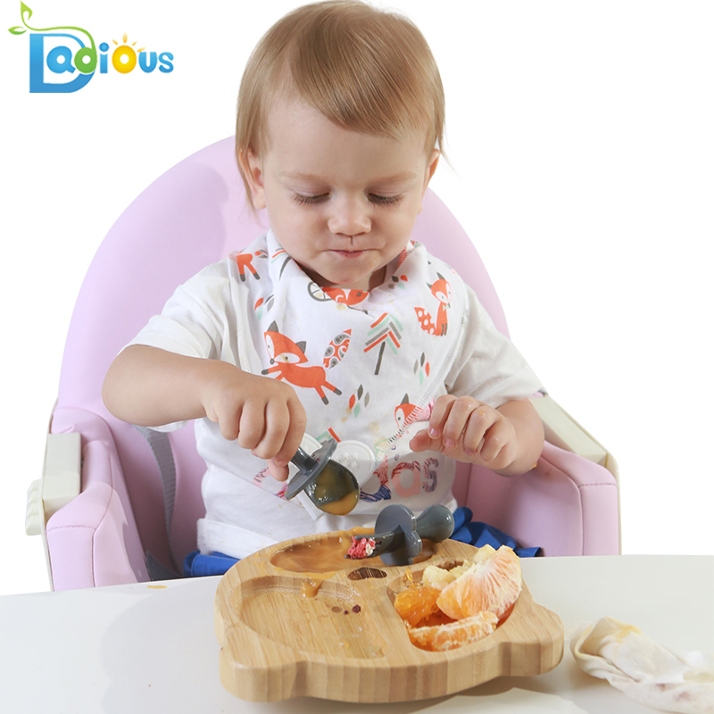 Best Seller First Self Feeding Baby Utensils Short Toddler Spoon Food Grade PP Cucharas y tenedores para el entrenamiento del bebé