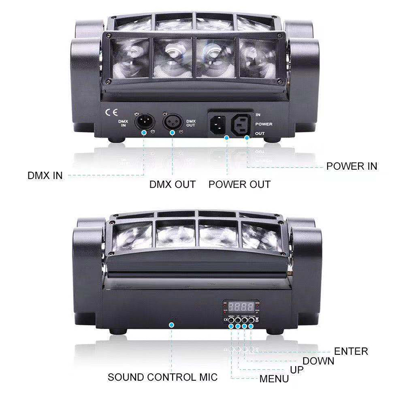 La fabricación profesional 8 * 10w 8 ojos de la luz de la araña llevó luces de DJ