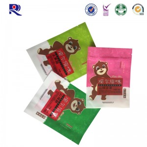 Plástico laminado de pie bolsa de cremallera para aperitivos