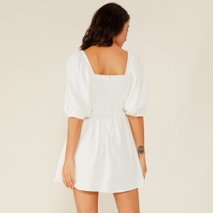 Vestido de encaje de gasa blanco corto plisado casual simple vestido plisado de Oem