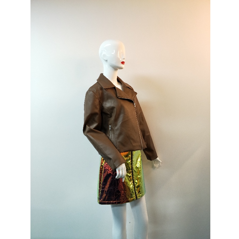 CHAQUETA BIKER PU MARRÓN RLWPJ0029N
