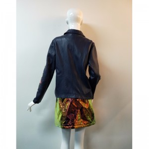 CHAQUETA DE PU BORDADA NAVY RLWPJ0017N