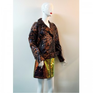 CHAQUETA DE PU DE PUNTOS NEGROS MARRON RLWPJ0007N