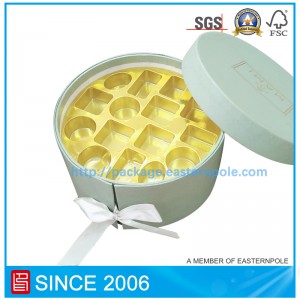 Caja de chocolate redonda de lujo rígida con doble capa.