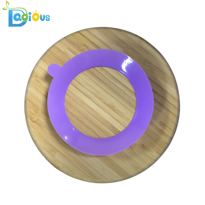 Succión de silicona de silicona de grado alimenticio Libre de BPA Succión para placa de bambú Recipiente de bambú antideslizante con anillo de succión Put Put
