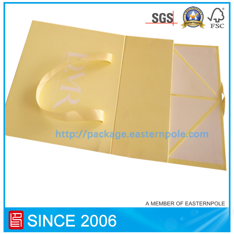 Caja de embalaje de sello de imán amarillo plegable