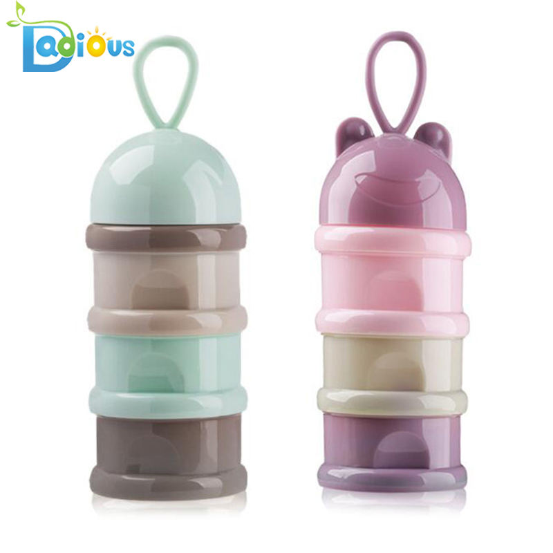 Recipiente de leche en polvo para bebés de 3 capas Contenedor de almacenamiento de leche en polvo de viaje para bebés con mango