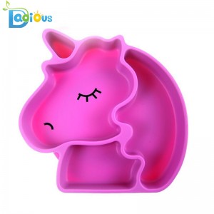 La placa de succión del plato de empuñadura de silicona de FDA, dividida en la placa para niños pequeños, sin silicona BPA