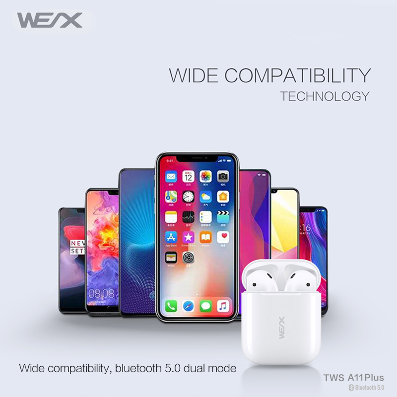 Audífonos wex-A11 Plus,bluetooth 5.0,TWS(estéreo inalámbrico real)