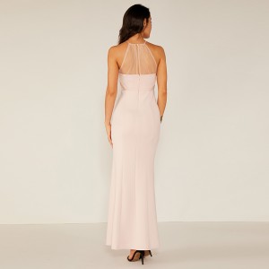 Sexy bodycon Maxi elegancia encaje blanco vestido de mujer wm0057